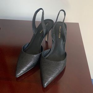 Size 7, black sling back heels